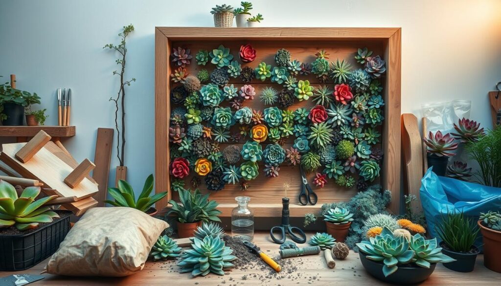 DIY succulent wall garden preparation