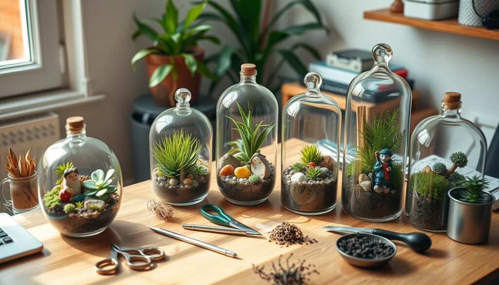 crafting DIY terrariums