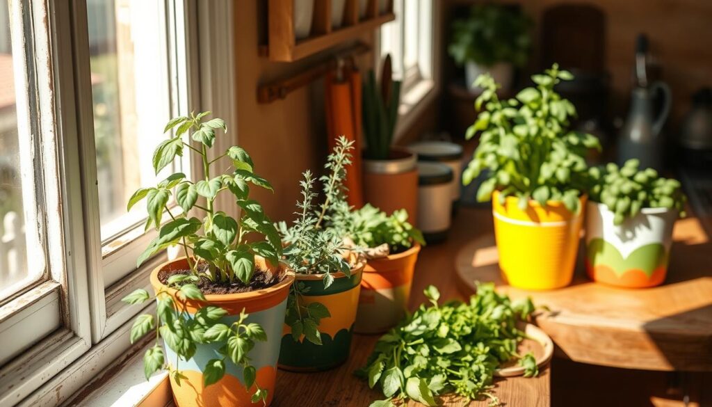 kitchen gardening with herbs